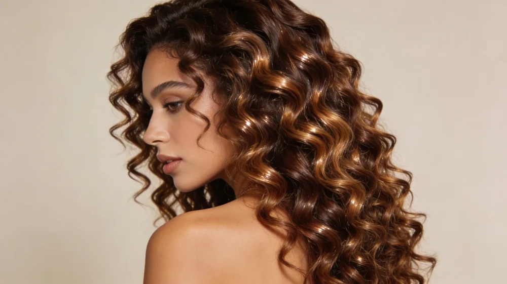 Curly hair with Brazilian blowout showing defined frizz-free curls maintained natural texture