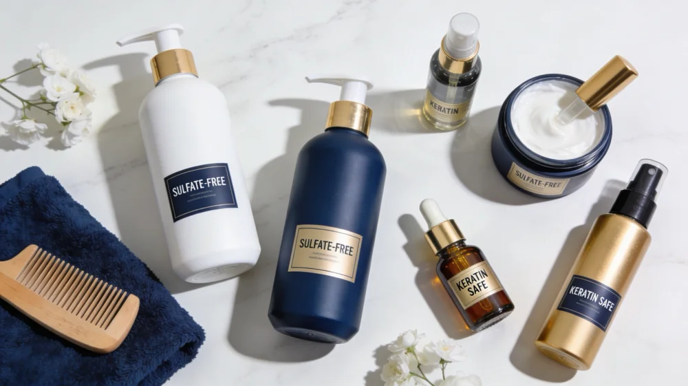 Sulfate-free shampoo conditioner and hair care products for keratin treatment maintenance